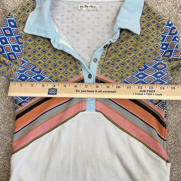 Free People We The Free Alex Tee Multicolor Mixed Print Size S Boho Retro - Picture 10 of 11